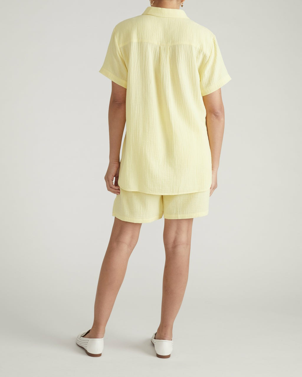 Universal Standard Luxe Cotton Gauze Beach Shirt - Pale Daffodil