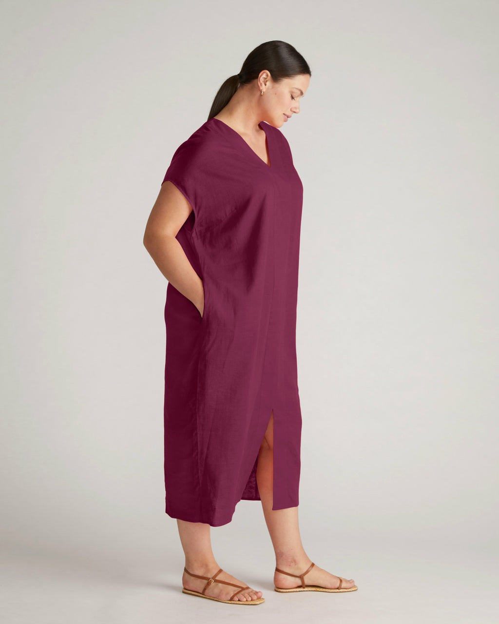 Universal Standard Cabana Linen Blend Kaftan - Acai