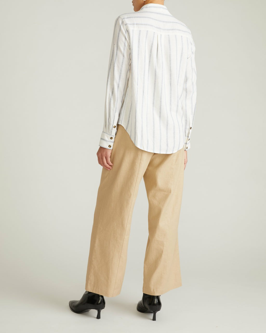 Universal Standard Elbe Stretch Linen Blend Shirt - Mayfair Stripe