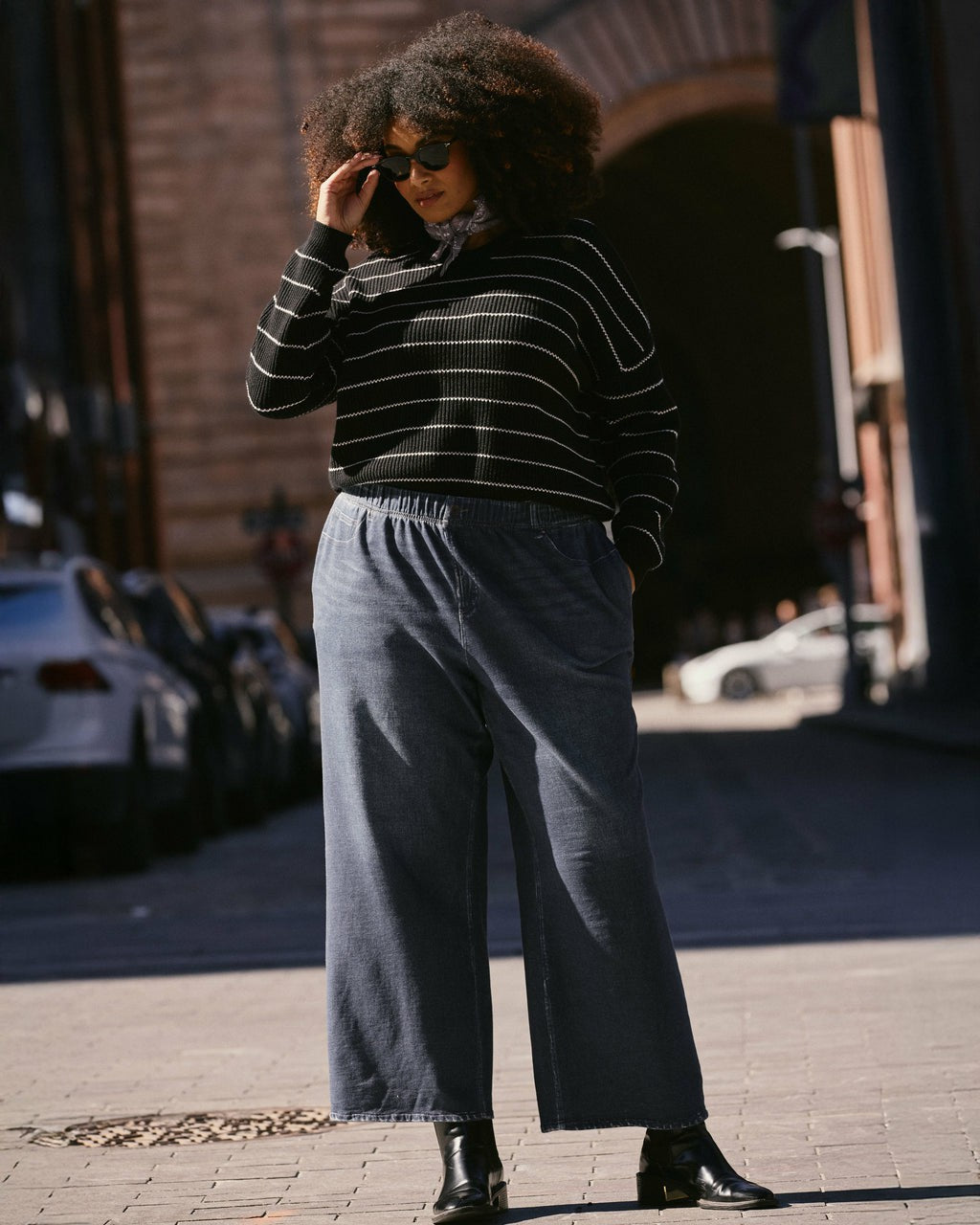 Universal Standard Wide Leg Sweatpant Jeans - Blue Mirage