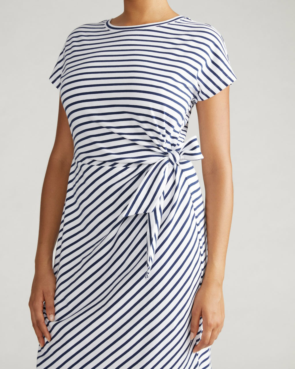 Universal Standard Crescent Breton Stripe Knot Dress - White/Cenote Stripe