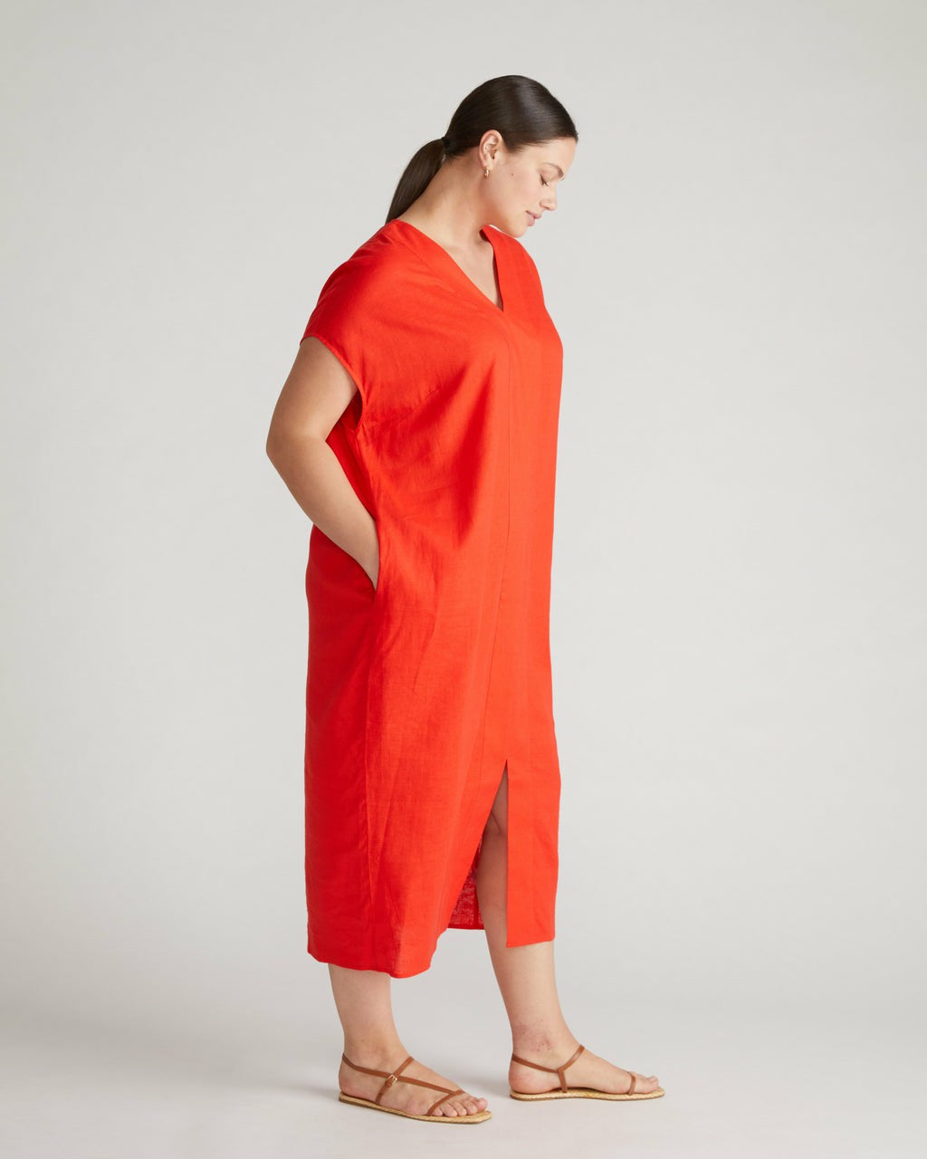 Universal Standard Cabana Linen Blend Kaftan - Shoreline Sunset