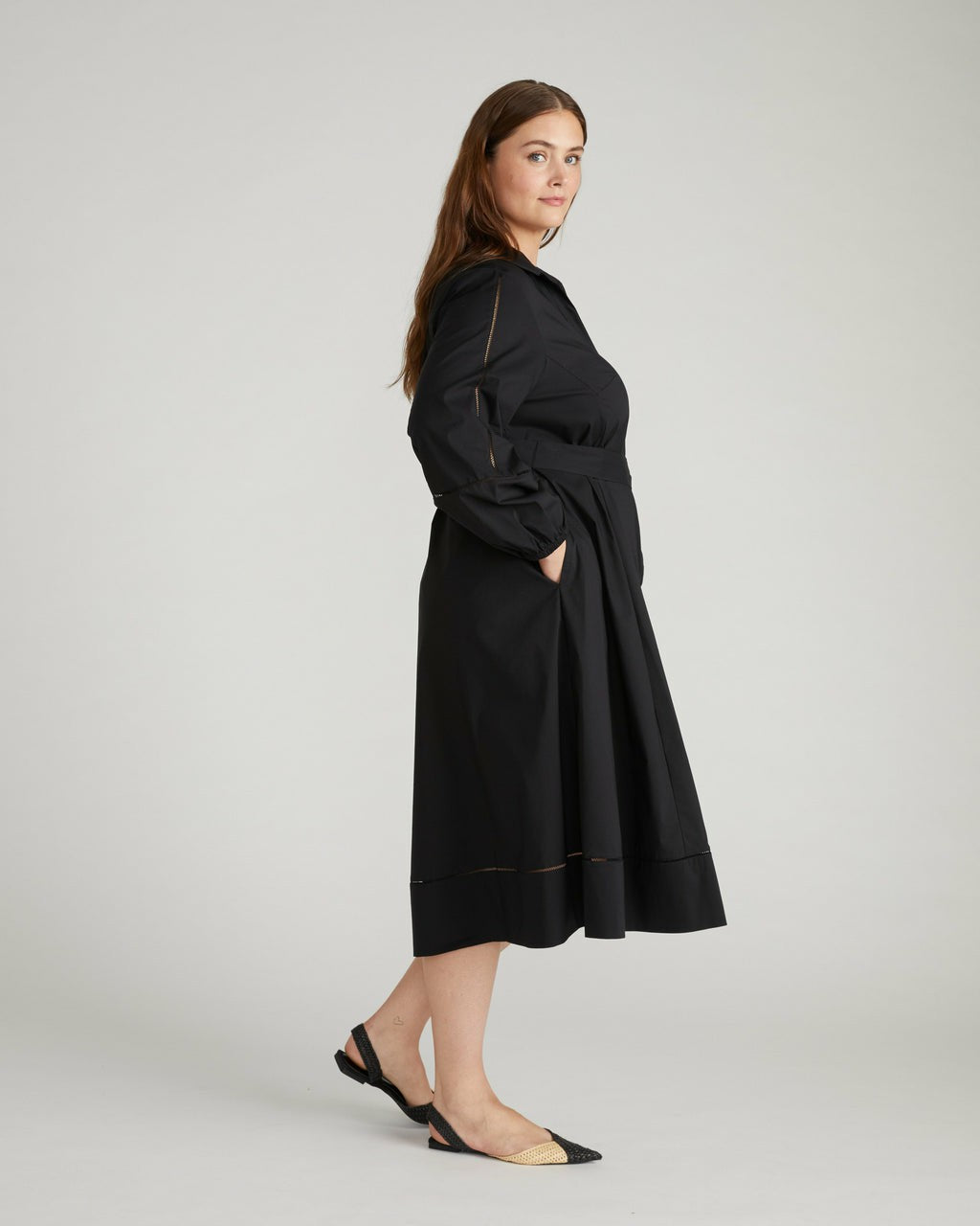 Universal Standard Claire Stretch Poplin Shirtdress - Black