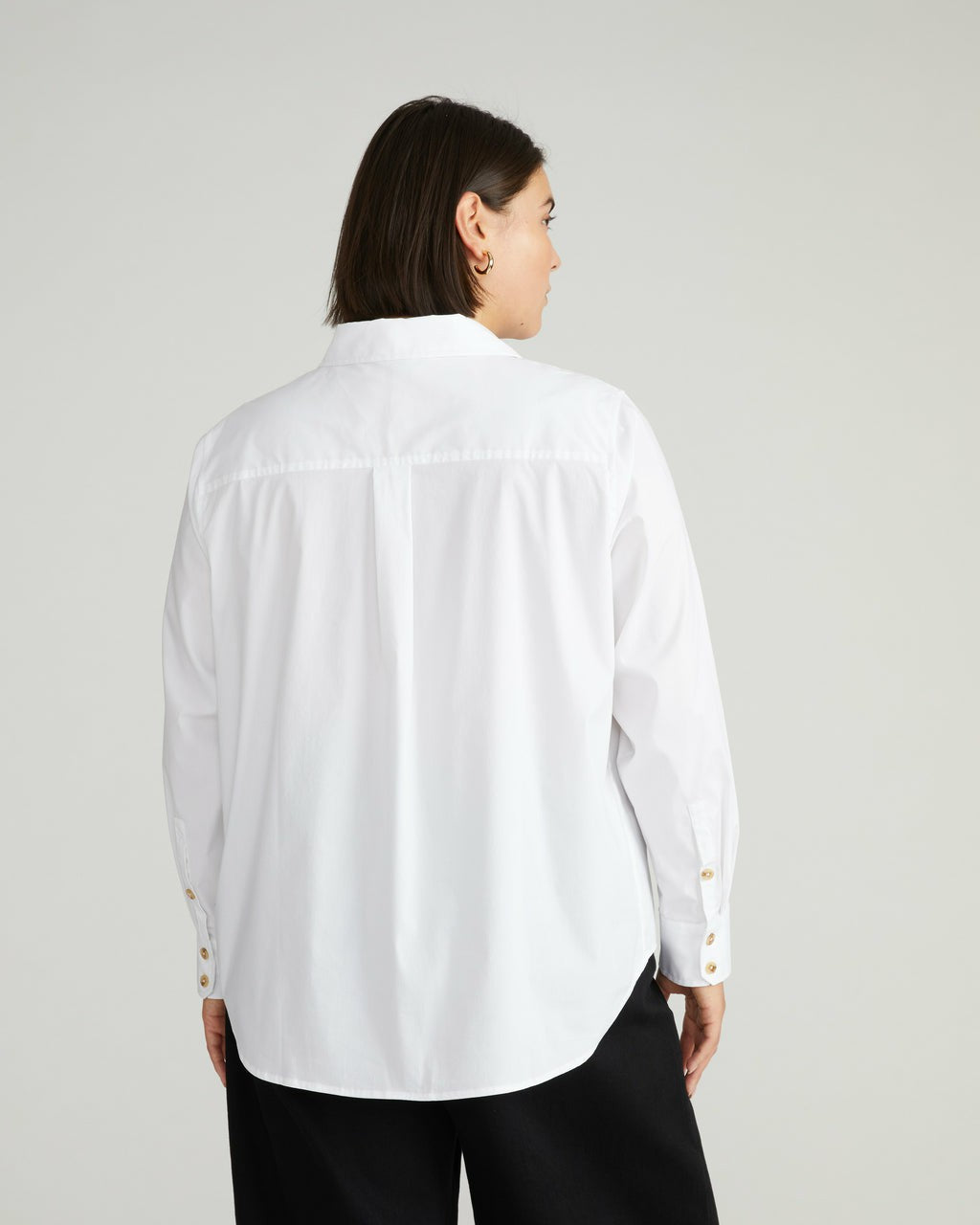 Universal Standard Elbe Stretch Poplin Shirt Classic Fit - White