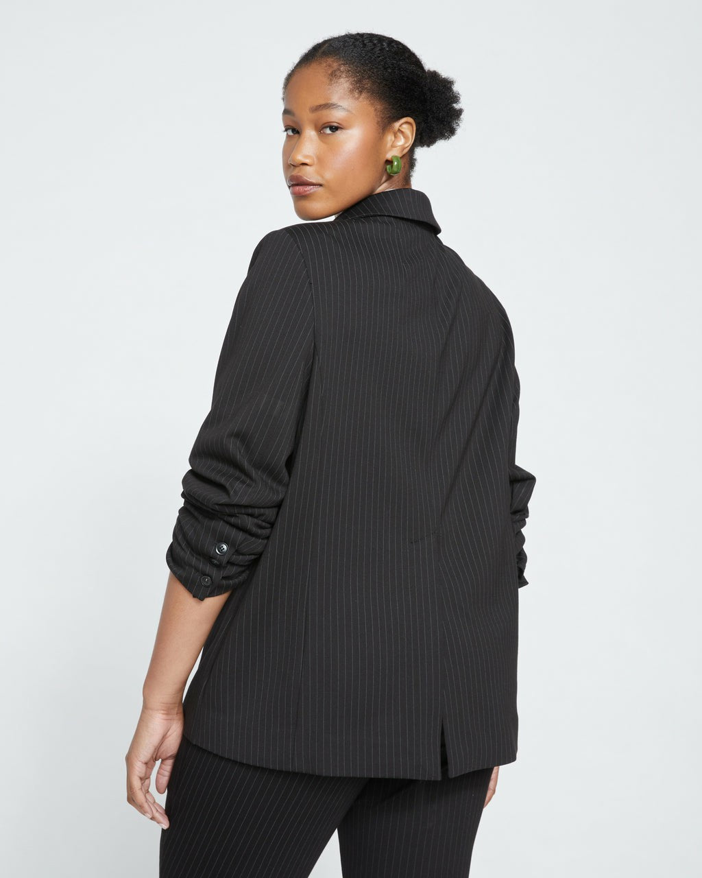 Universal Standard Beas Ponte Blazer - Slate Pinstripe