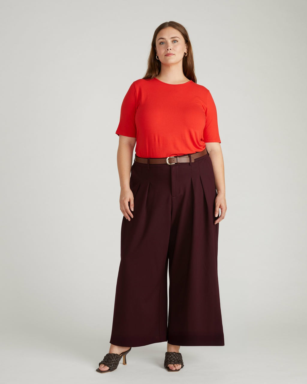 Universal Standard Palais Wide Leg Ponte Pants - Black Cherry