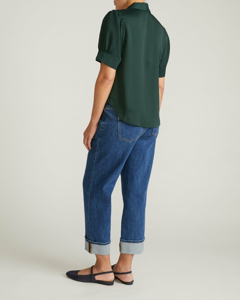 Universal Standard Beatrice Soft Satin Top - Forest Green