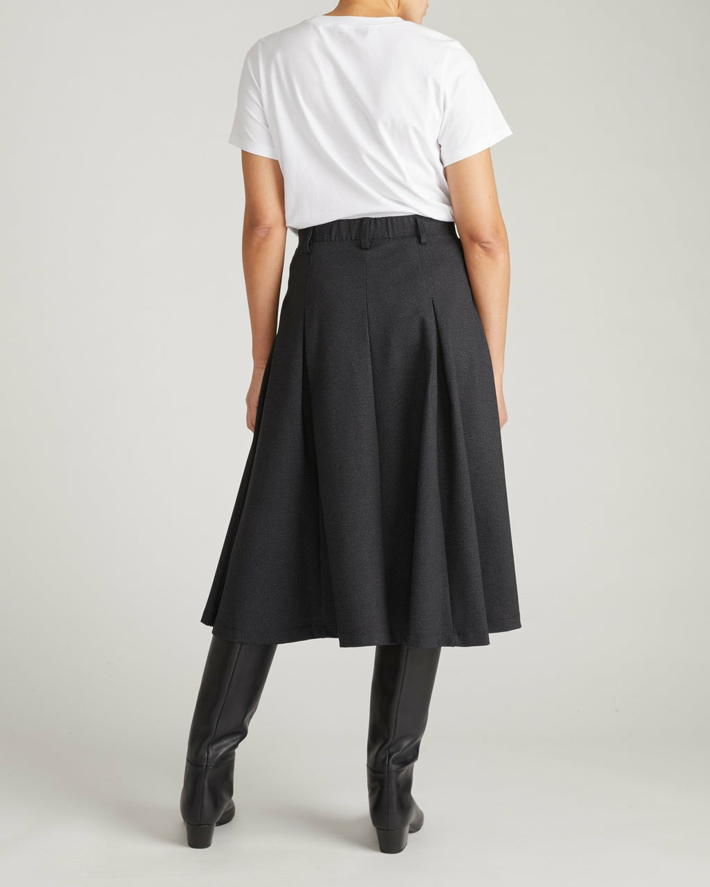 Universal Standard PowerPonte Denim Pleated Skirt - Charcoal