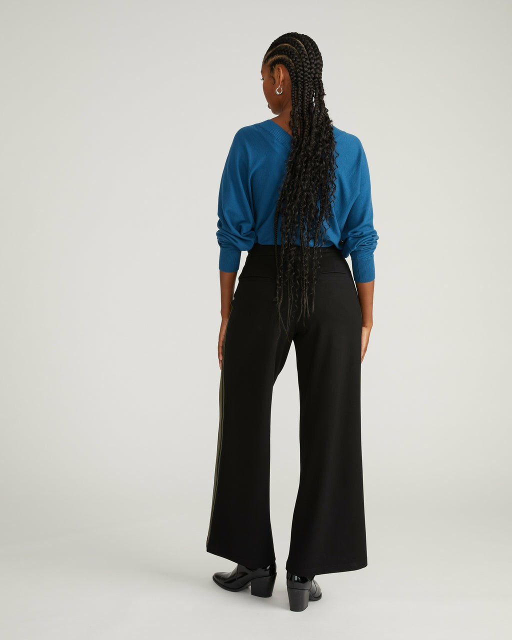 Universal Standard Stephanie Wide Leg Stripe Ponte Pants 30 Inch - Black with Camo Stripe