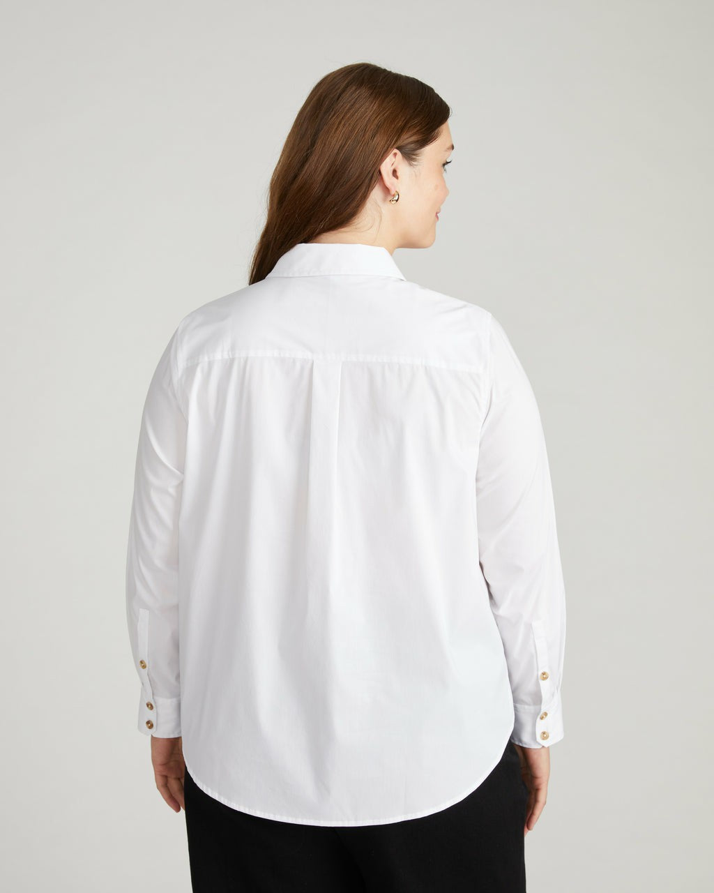 Universal Standard Elbe Popover Stretch Poplin Shirt Classic Fit - White