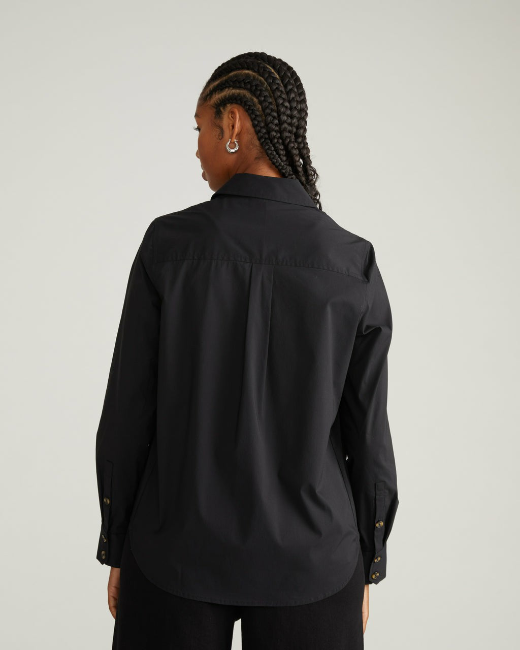 Universal Standard Elbe Stretch Poplin Shirt Classic Fit - Black