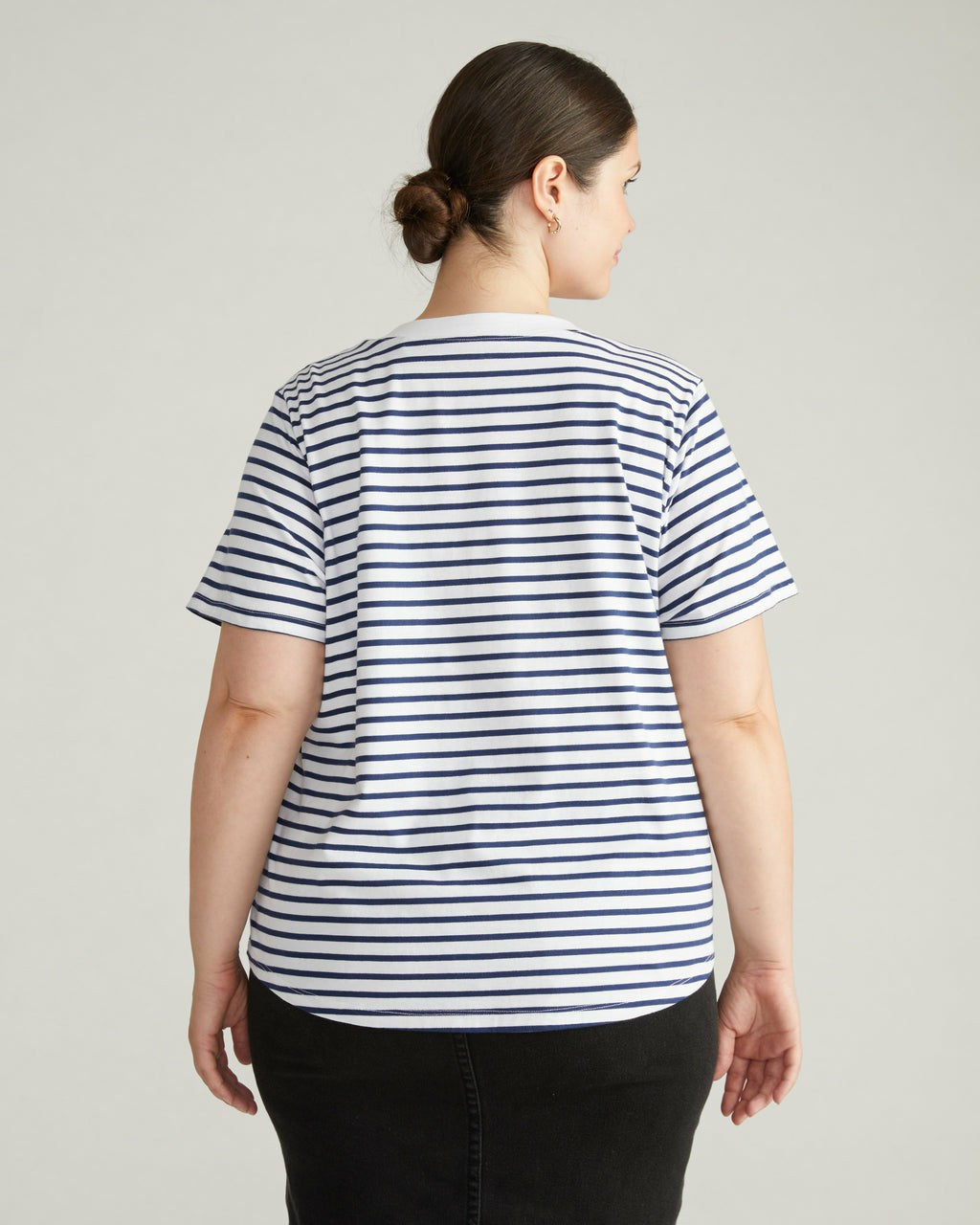 Universal Standard Breton Stripe Garcon Tee - White/Cenote Stripe