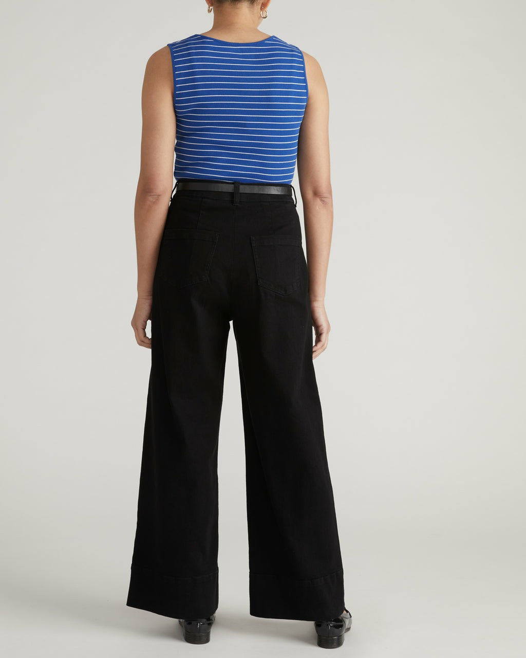 Universal Standard Daisy Ribbed Tank - Bright Blue/White Microstripe