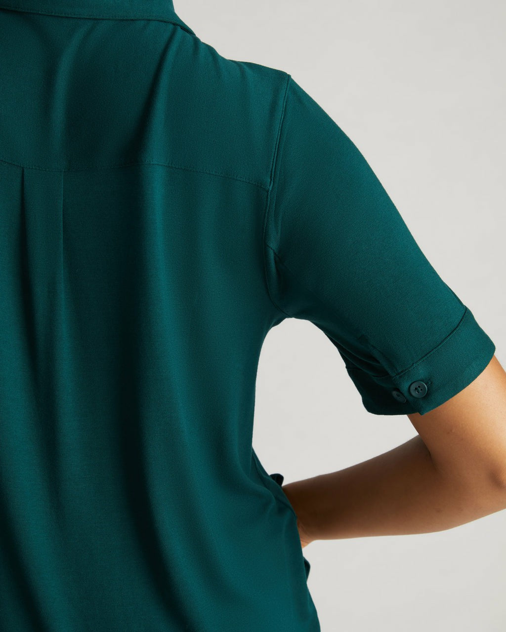 Universal Standard Chelsea Liquid Jersey Short Sleeve Shirt - Forest Green