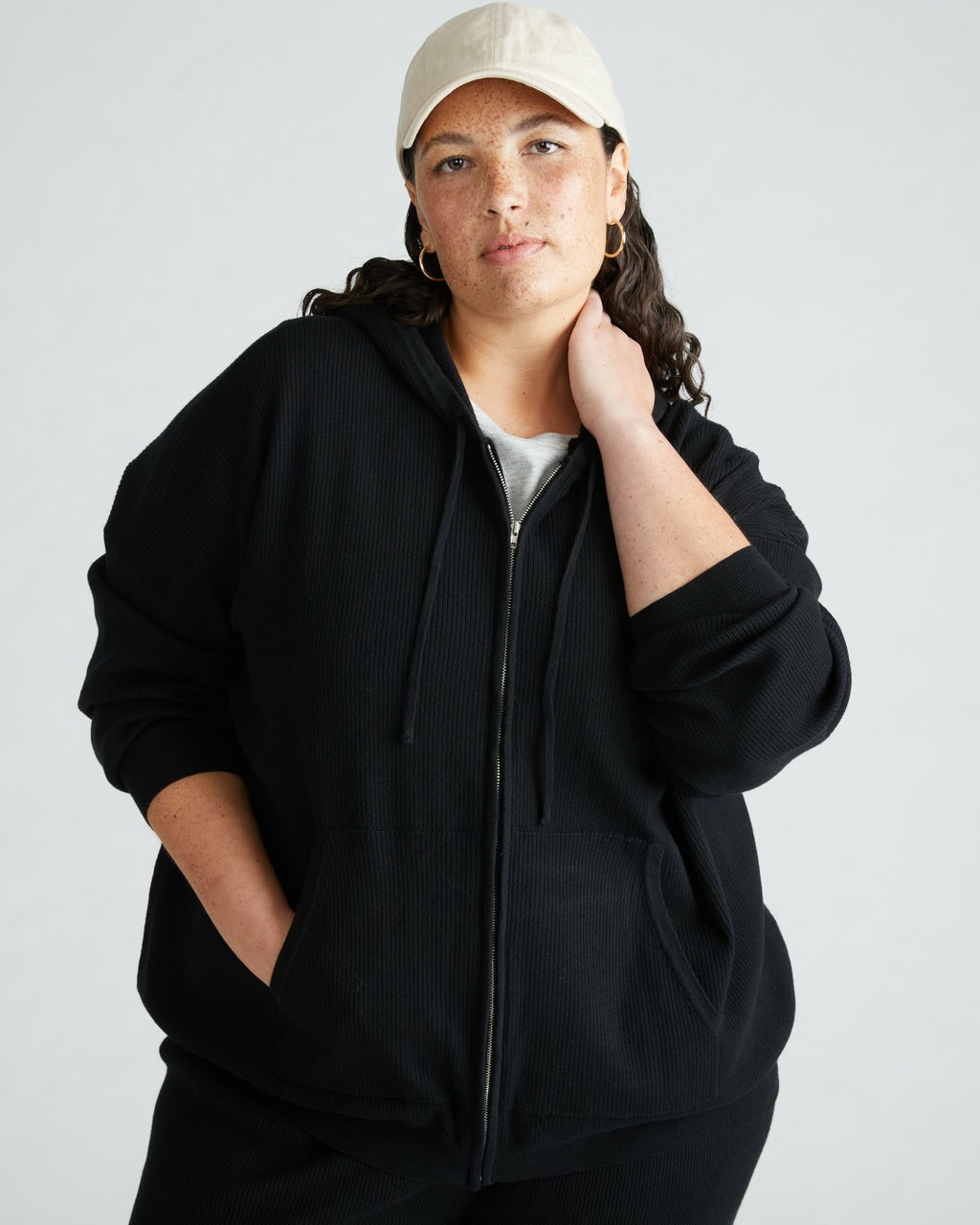 Universal Standard Knitted Mila Zip Hoodie - Black