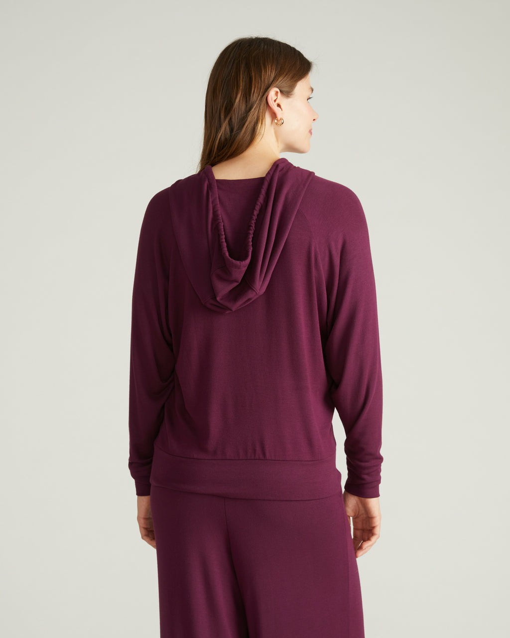 Universal Standard TravelKnit V Neck Hoodie - Gamay