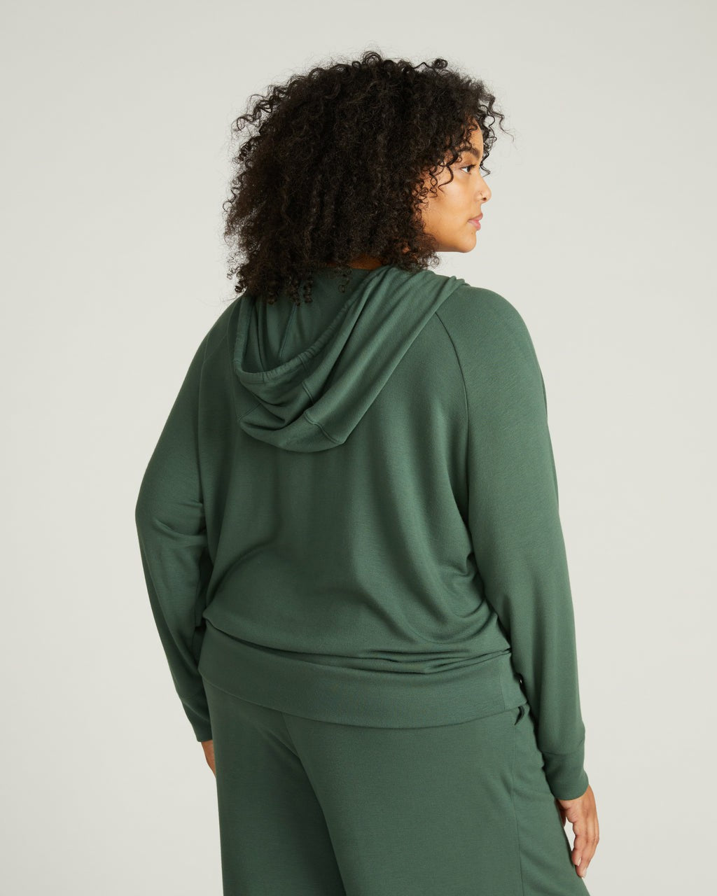 Universal Standard TravelKnit V Neck Hoodie - Conifer