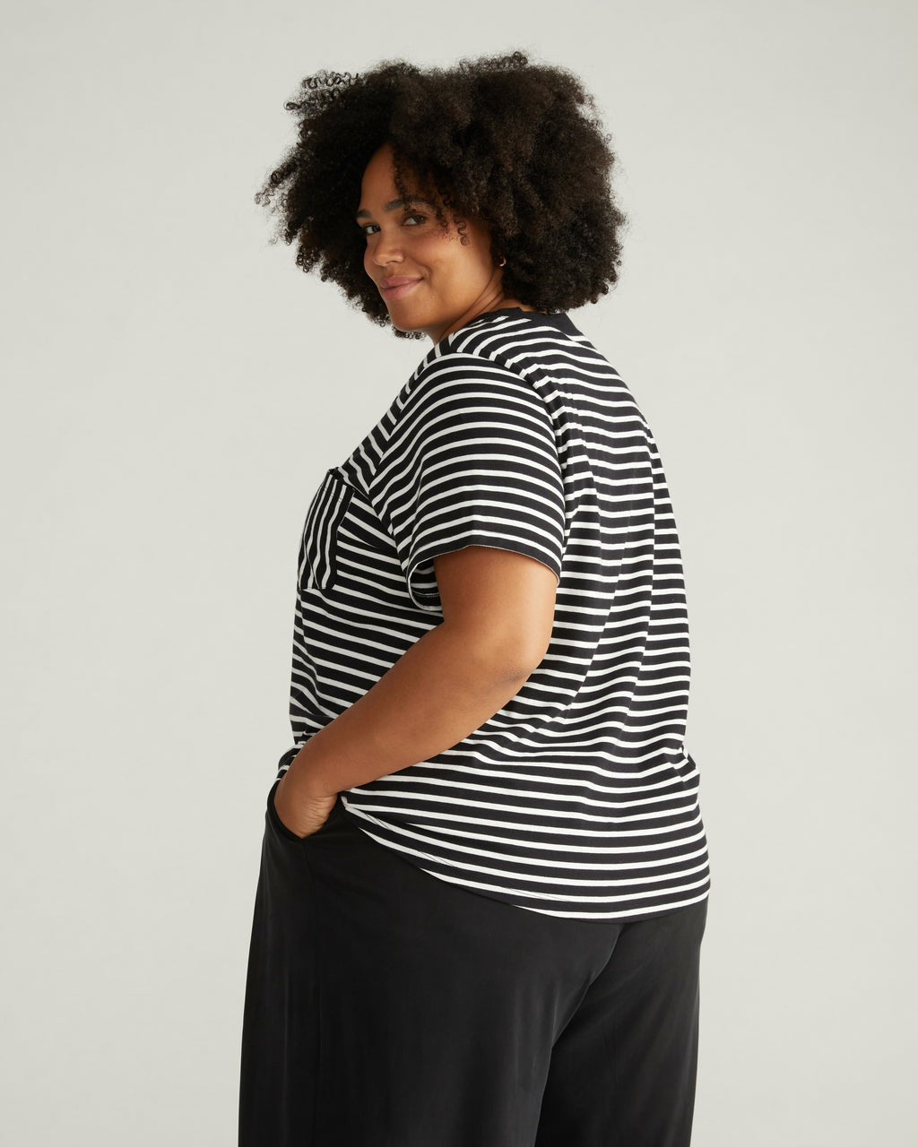 Universal Standard Breton Stripe Garcon Tee - Black/White Stripe