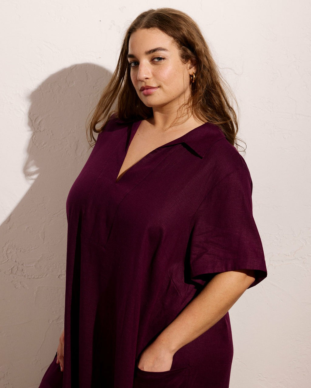 Universal Standard Padma Polo Neck Linen Blend Dress - Acai