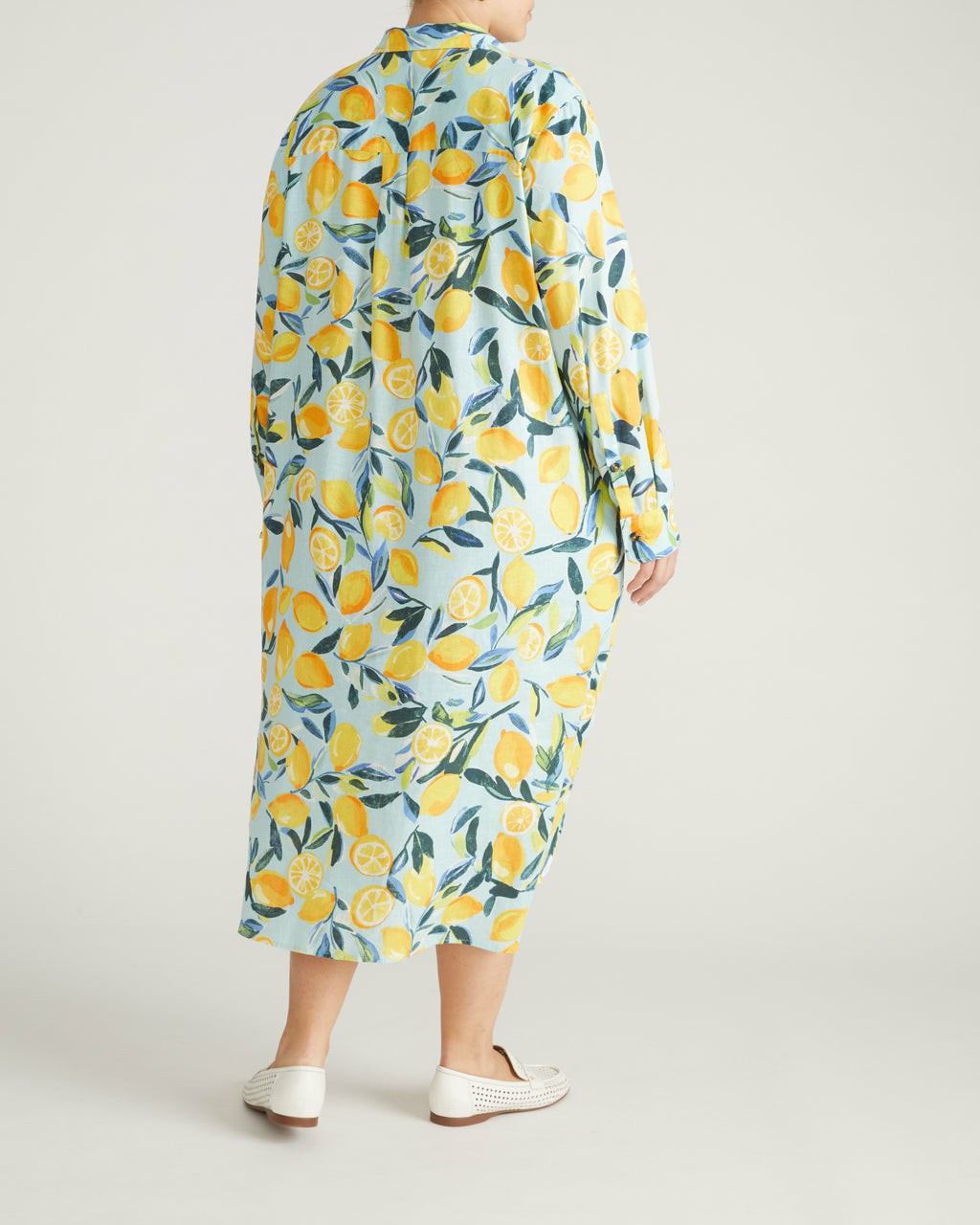 Universal Standard Odeon Linen Blend Shirtdress - Limoncello Print