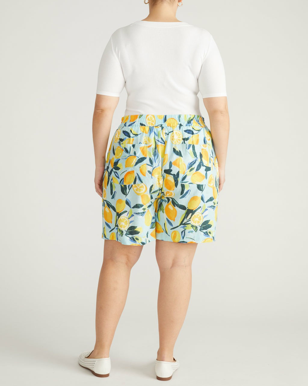 Universal Standard Juniper Linen Blend Easy Pull-On Shorts - Limoncello Print