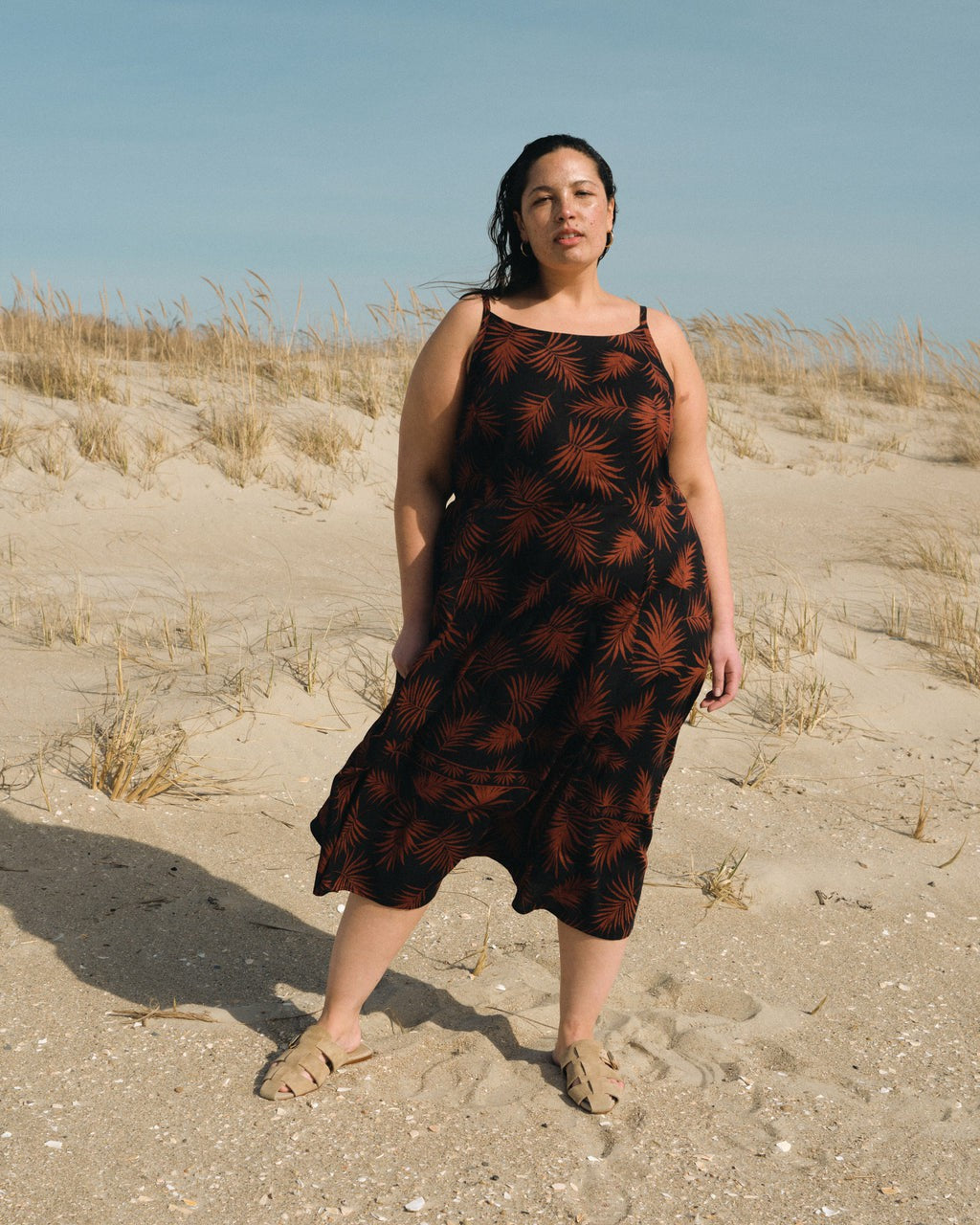 Universal Standard Kuki Linen Blend Midi Dress - Bohem Print