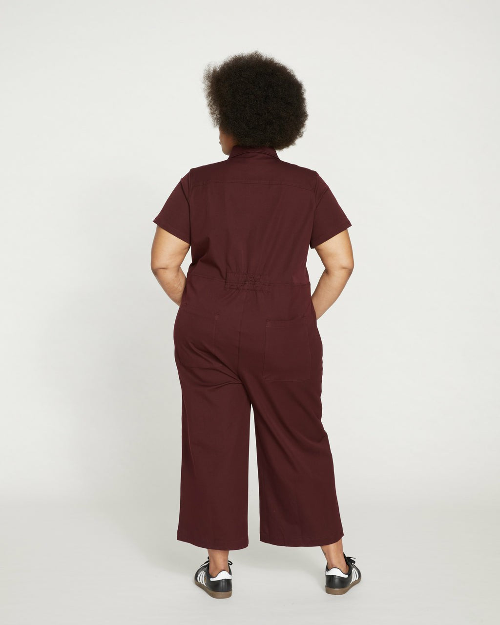 Universal Standard Kate Stretch Cotton Twill Jumpsuit - Black Cherry
