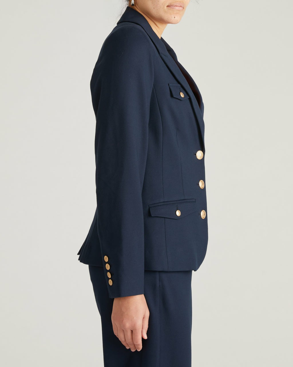 Universal Standard 4 Pocket Ponte Blazer - Navy with Gold Buttons