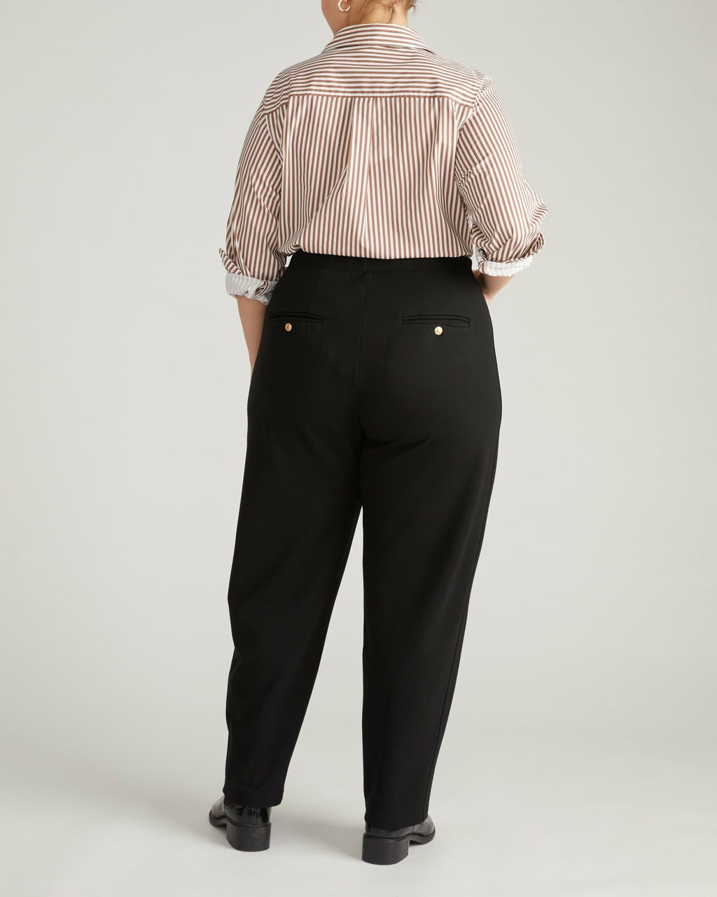 Universal Standard Audrey Tailored Ponte Pants - Black with Gold Buttons