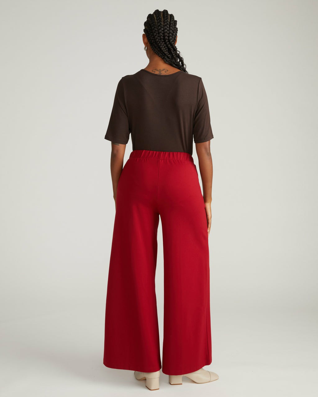 Universal Standard Pam Pintuck Wide Leg Ponte Pants - Garnet
