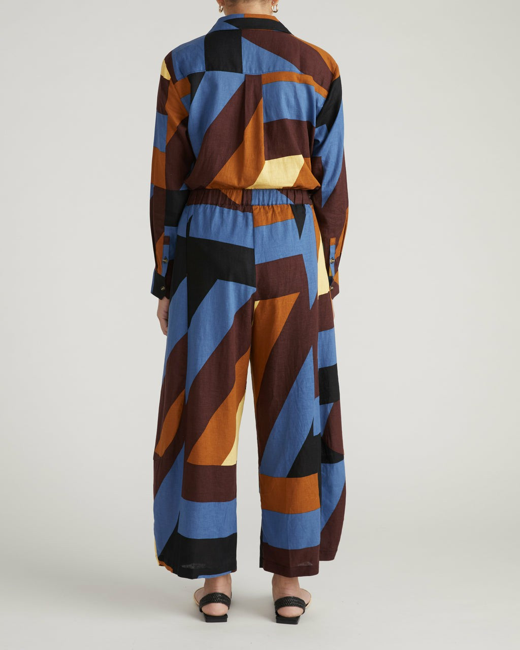 Universal Standard Cosma Barrel Leg Linen Blend Pants - Beach Ombra Print