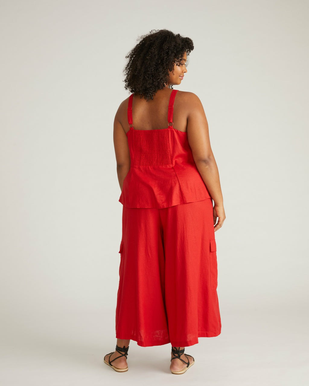 Universal Standard Palazzo Cargo Linen Blend Pant - Ruby Red