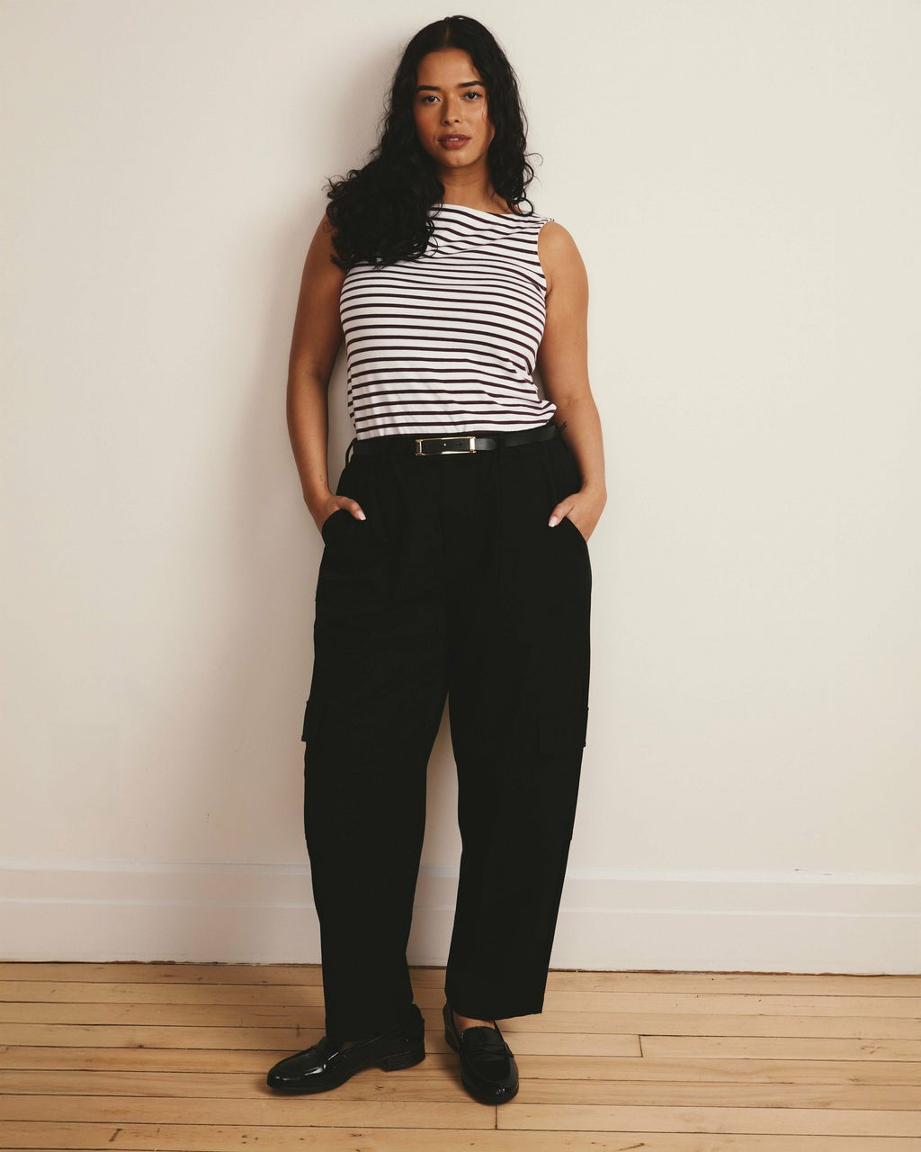 Universal Standard Noyack Breton Stripe Boatneck Tank - White/Gamay Stripe