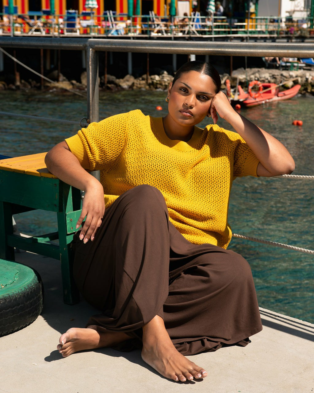 Universal Standard Rosie Pointelle Sweater Top - Goldenrod