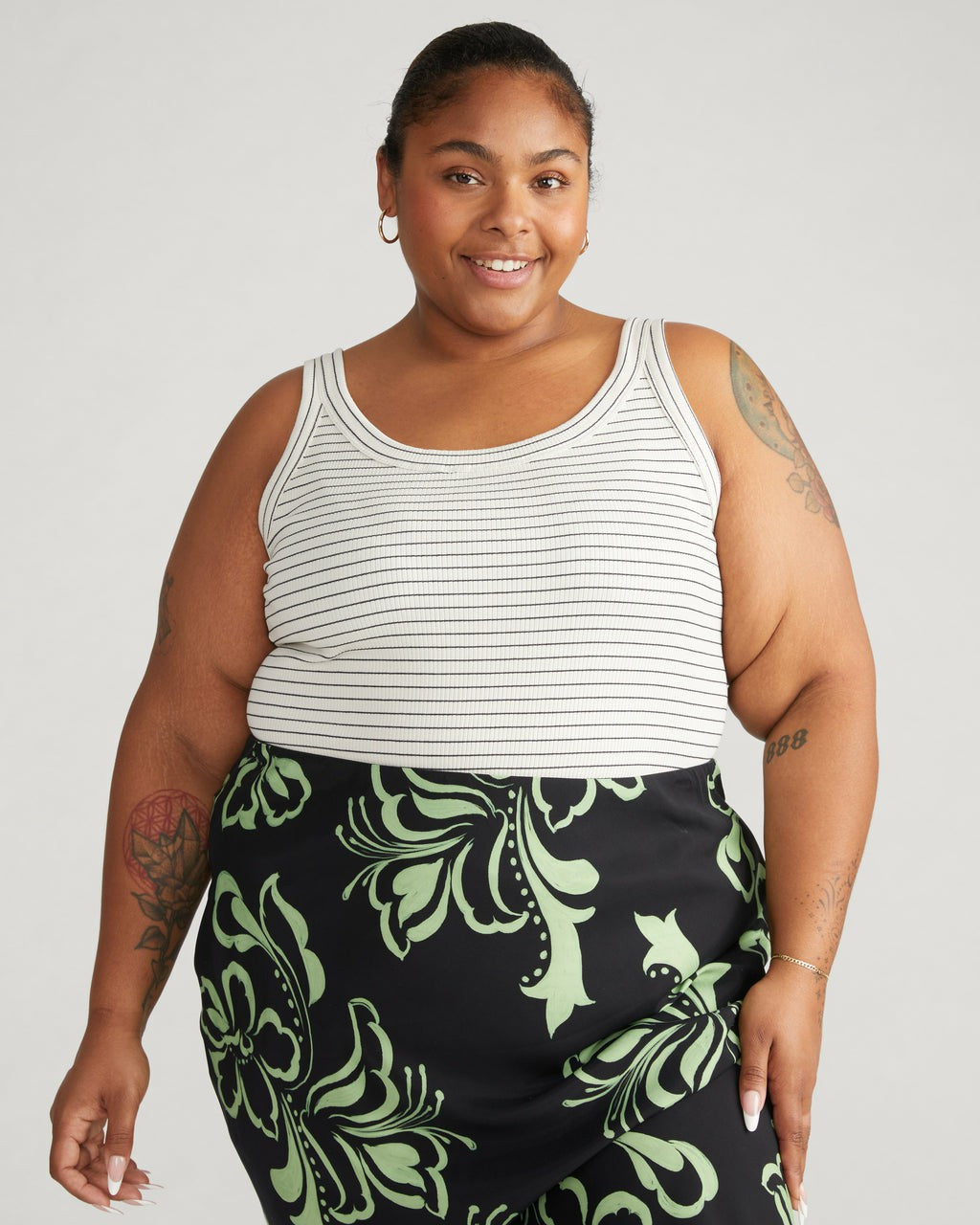 Universal Standard Roitfeld Ribbed Tank - Black Microstripe