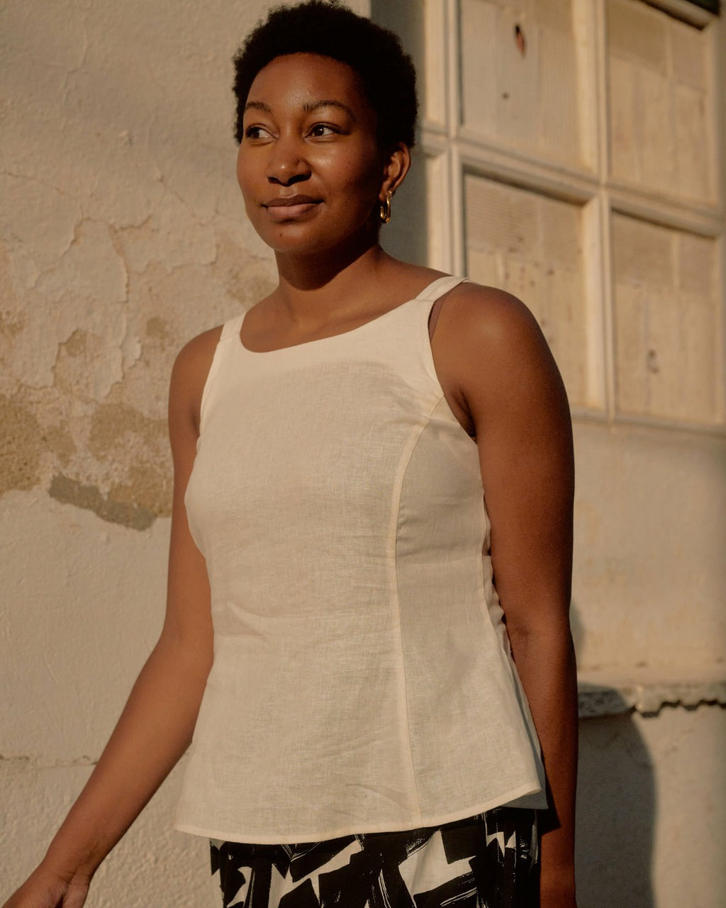 Universal Standard Kuki Sleeveless Linen Blend Top - Natural White