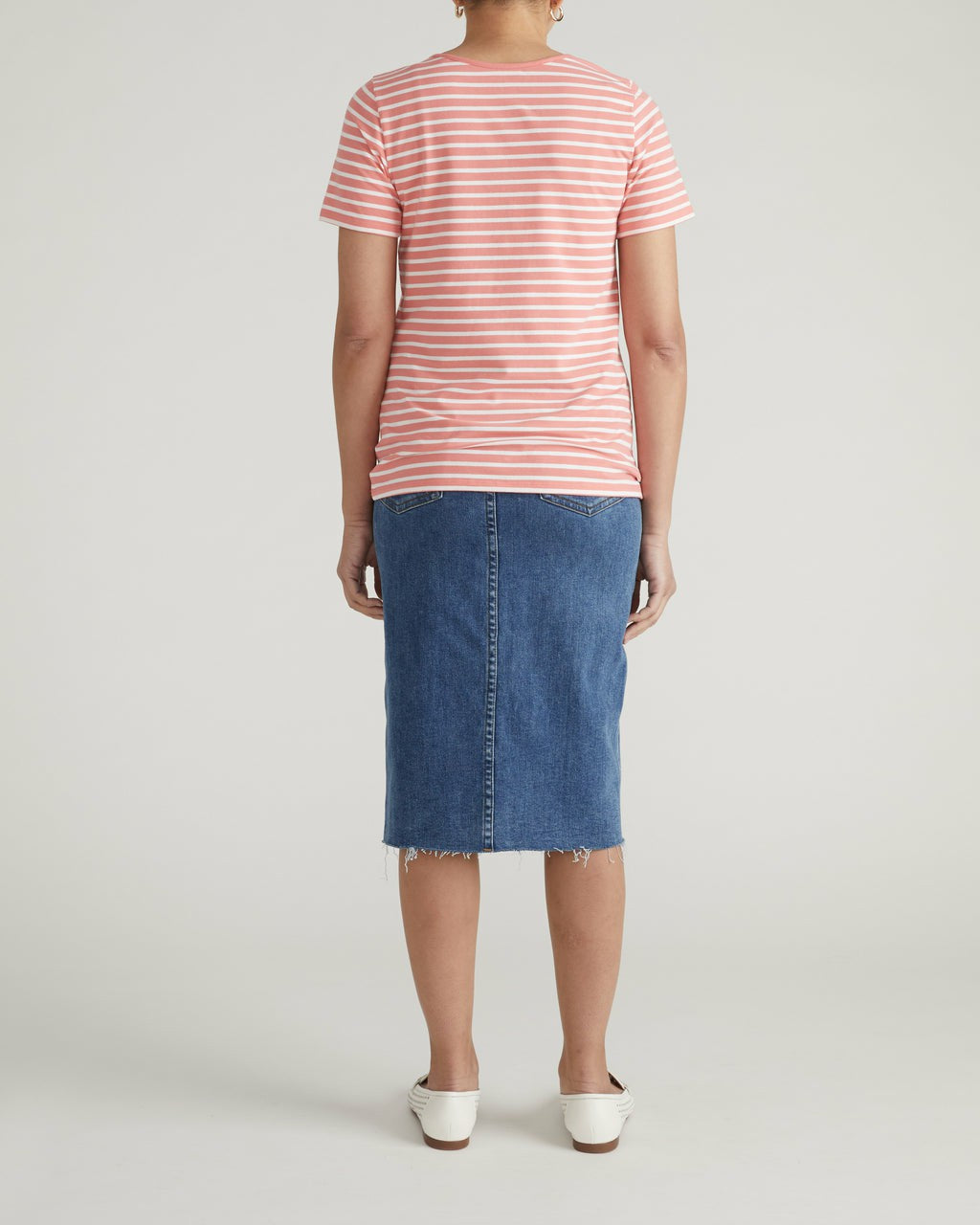 Universal Standard Scoop Neck Tee - Portrait Pink/White Stripe