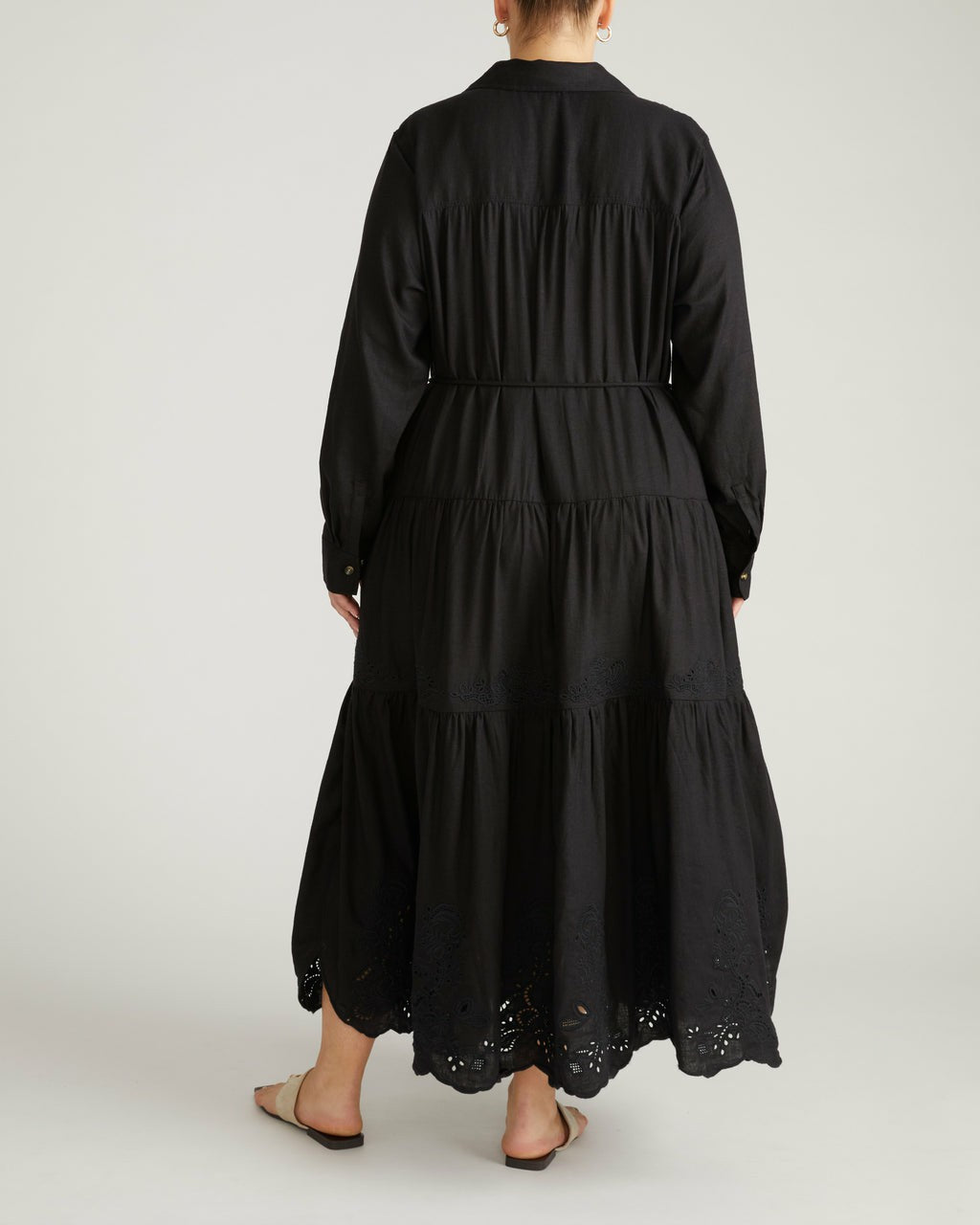 Universal Standard Alix Embroidered Linen Blend Shirtdress - Black