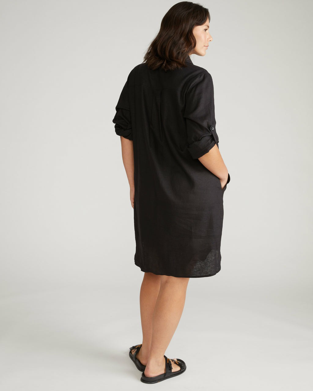 Universal Standard Linen Blend Rubicon Shirtdress - Black