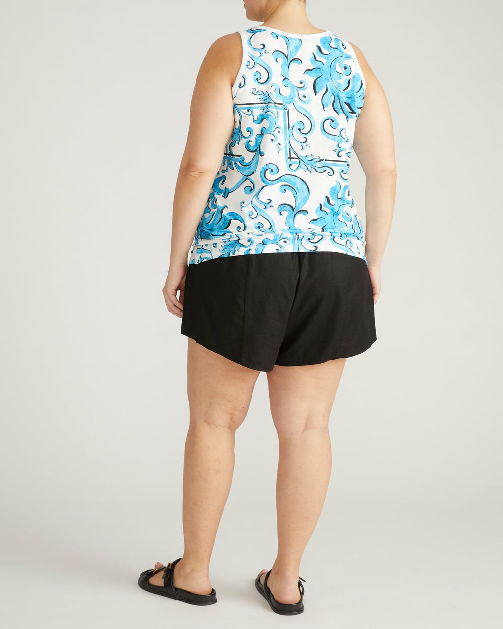 Universal Standard Square Neck Tank Top - Blue Majolica Print