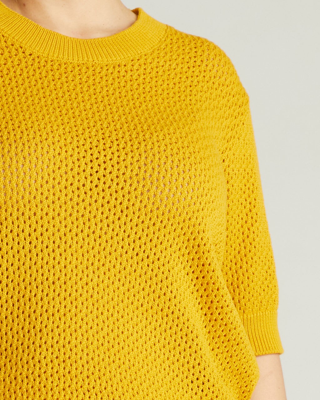 Universal Standard Positano Pointelle Mock Neck Sweater - Goldenrod