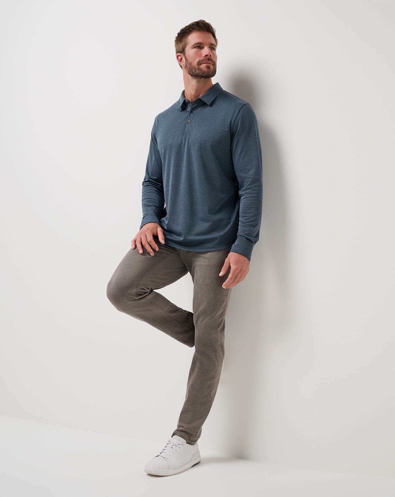 Travis Mathew Handsome Town Long Sleeve Polo