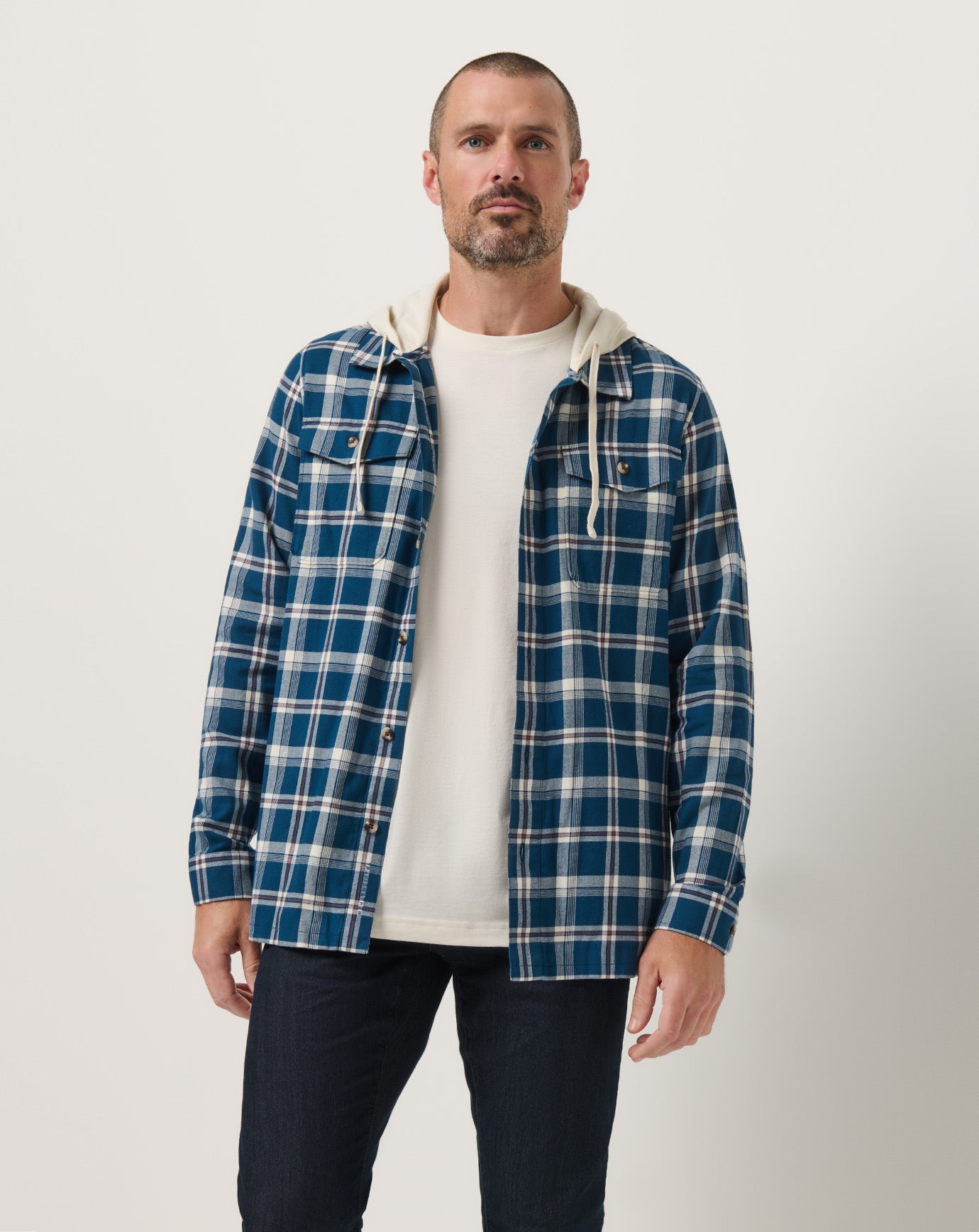 Travis Mathew Cloud Flannel Hooded Button-Up