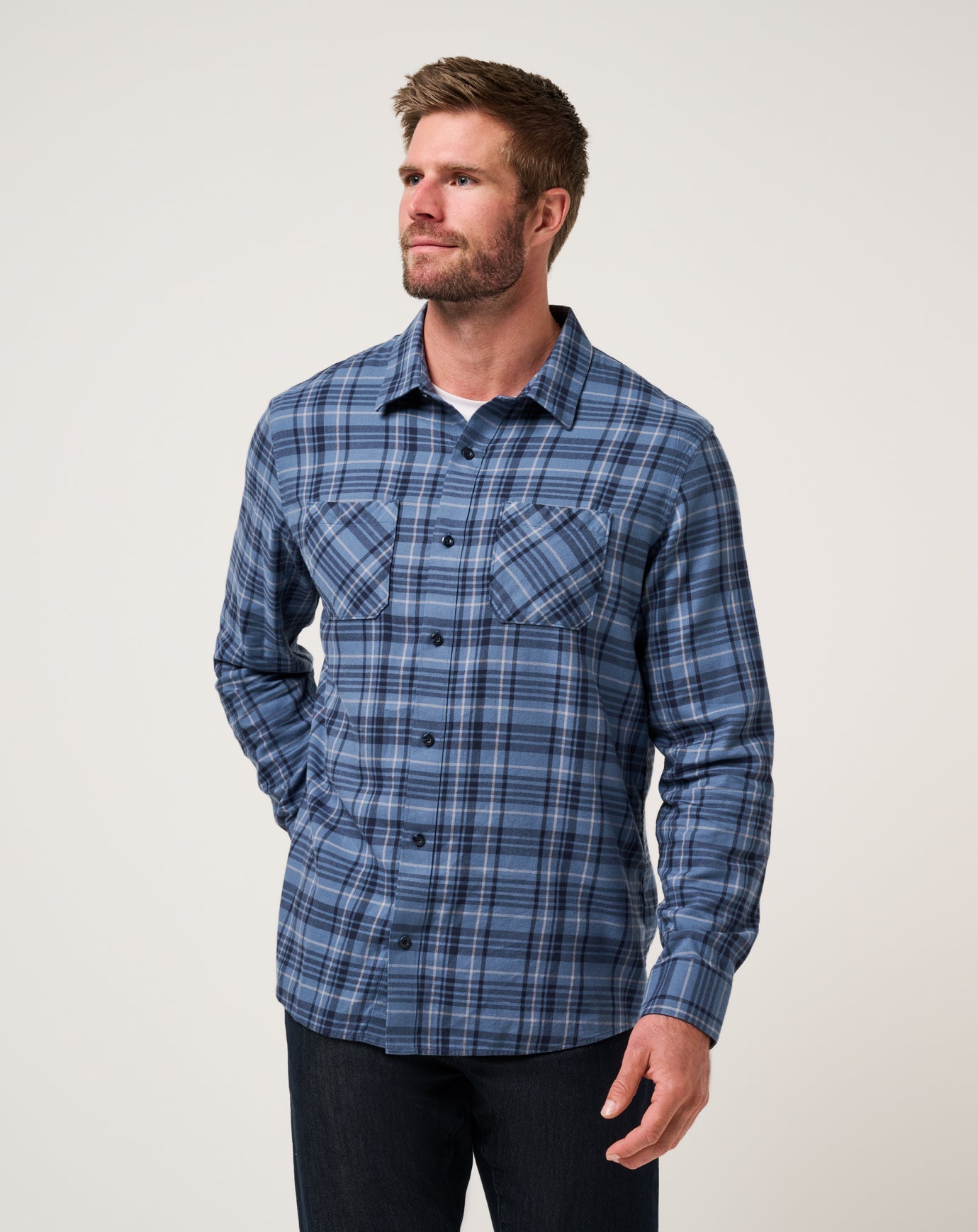 Travis Mathew Cloud Flannel Plaid Button-Up