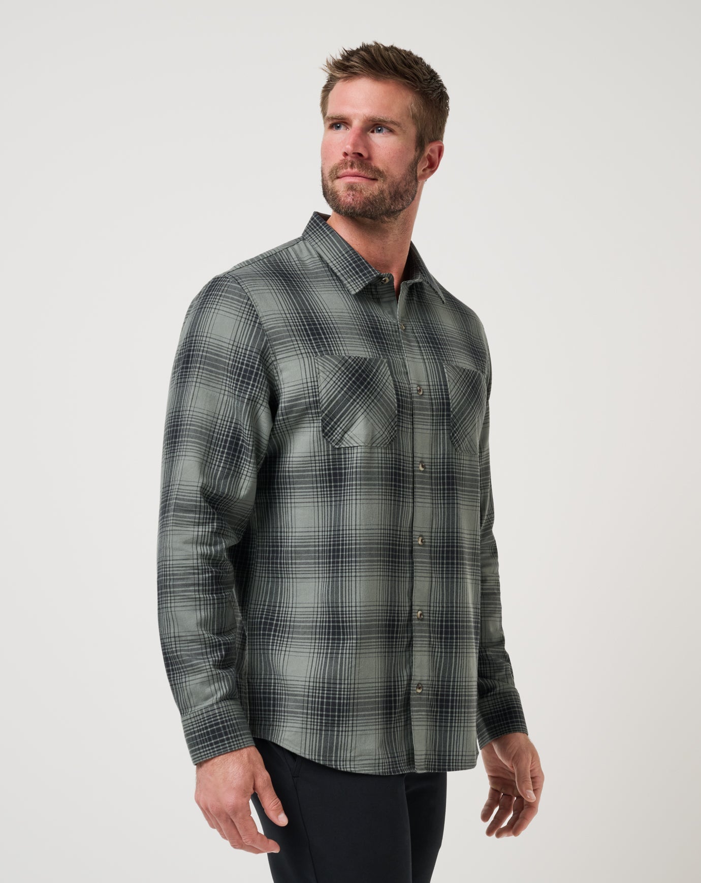 Travis Mathew Cloud Flannel Plaid Button-Up