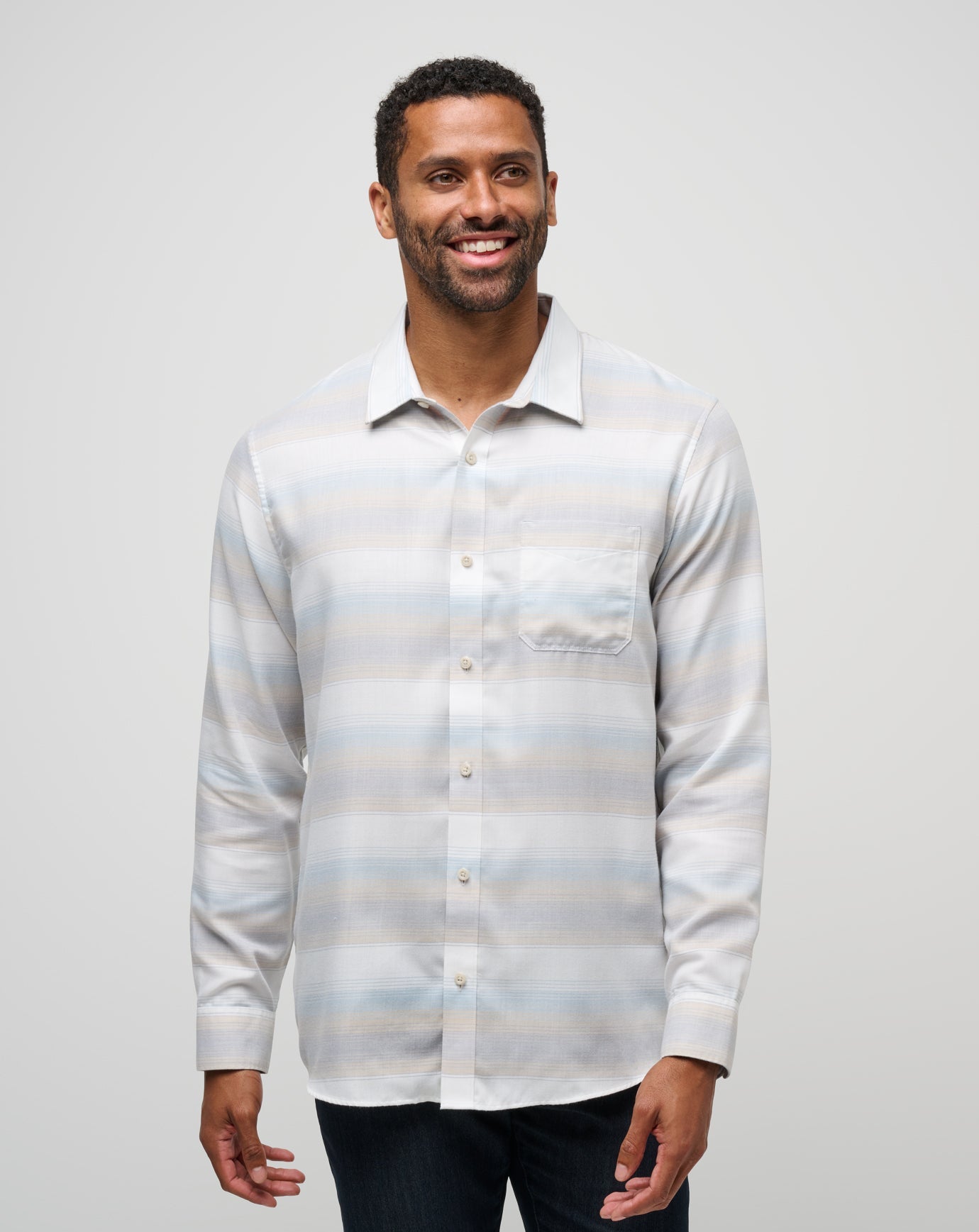 Travis Mathew Cloud Flannel Stripe Button-Up