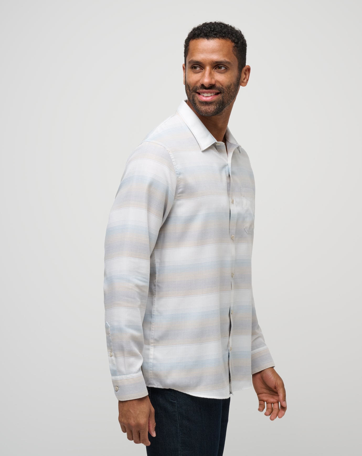 Travis Mathew Cloud Flannel Stripe Button-Up