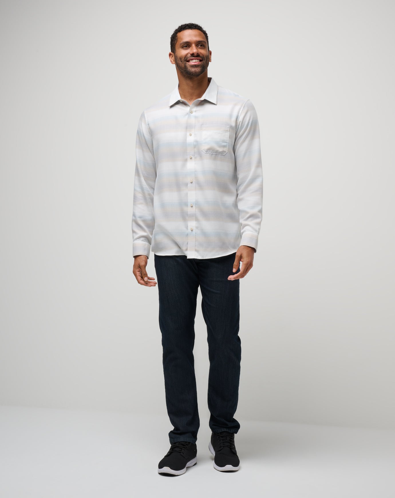 Travis Mathew Cloud Flannel Stripe Button-Up
