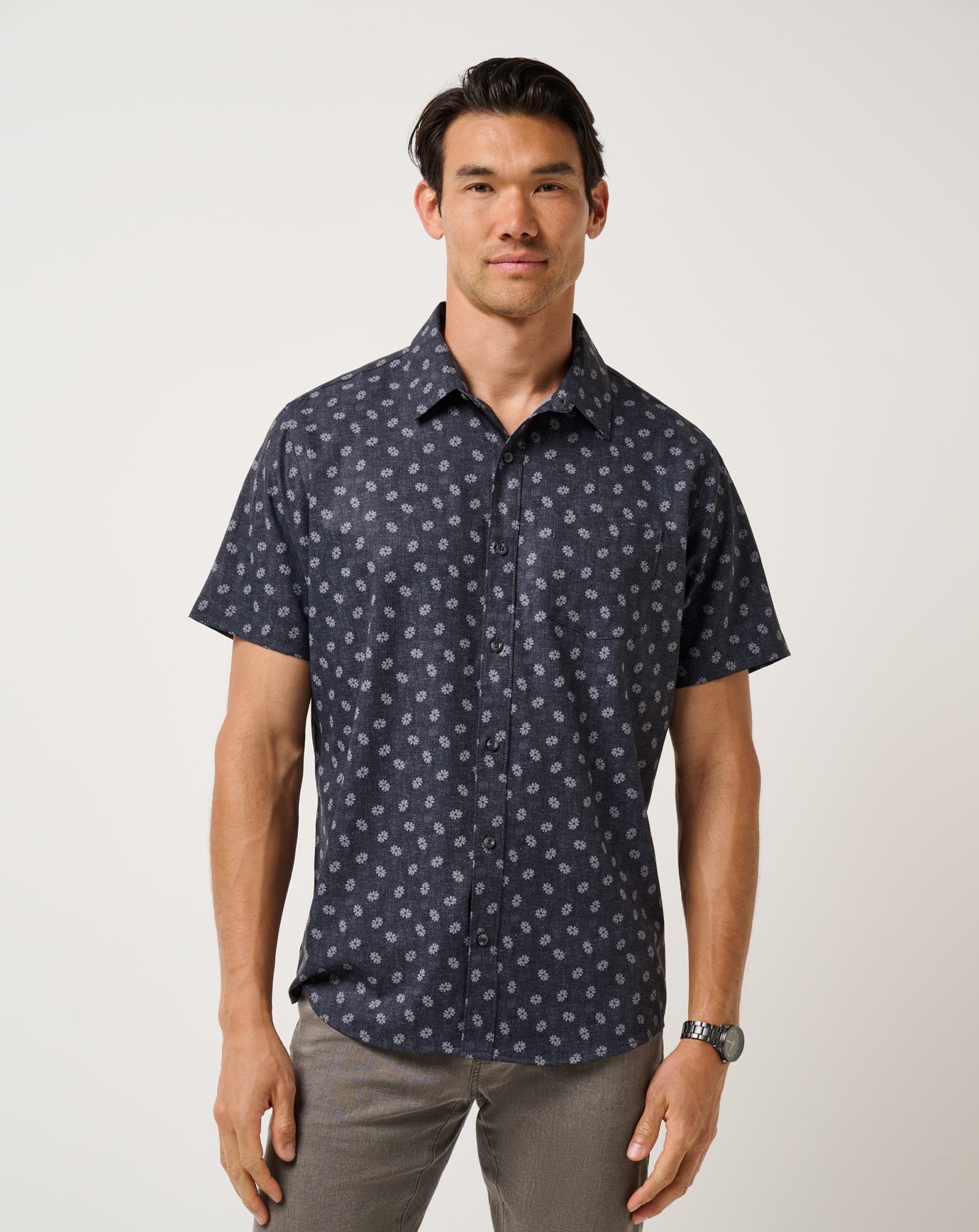Travis Mathew Techwoven Grey Wind Button-Up