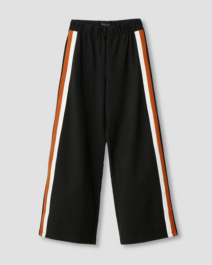Universal Standard Stephanie Wide Leg Stripe Ponte Pants 30 Inch - Black with Ochre/White